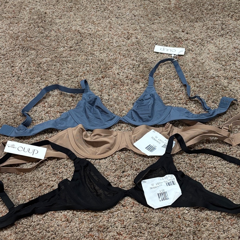 CUUP Women's Bra Collection - Black, Blue, Tan